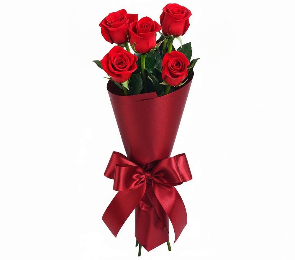 Букет 5 Красных роз Эдлесс Лав в Северо-Курильске