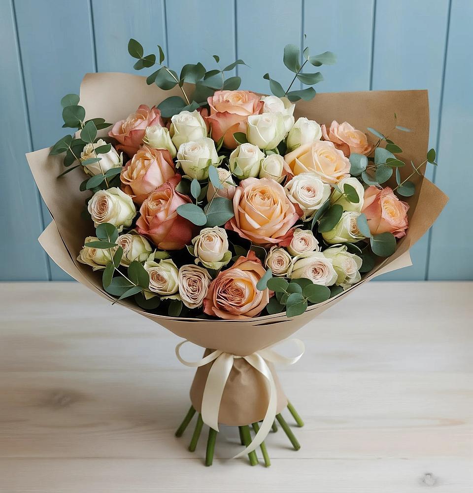 Букет цветов из: Альстромерии и Розы в Северо-Курильске