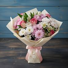 Букет цветов из:  Хризантемы, Альстромерии и Розы в Северо-Курильске