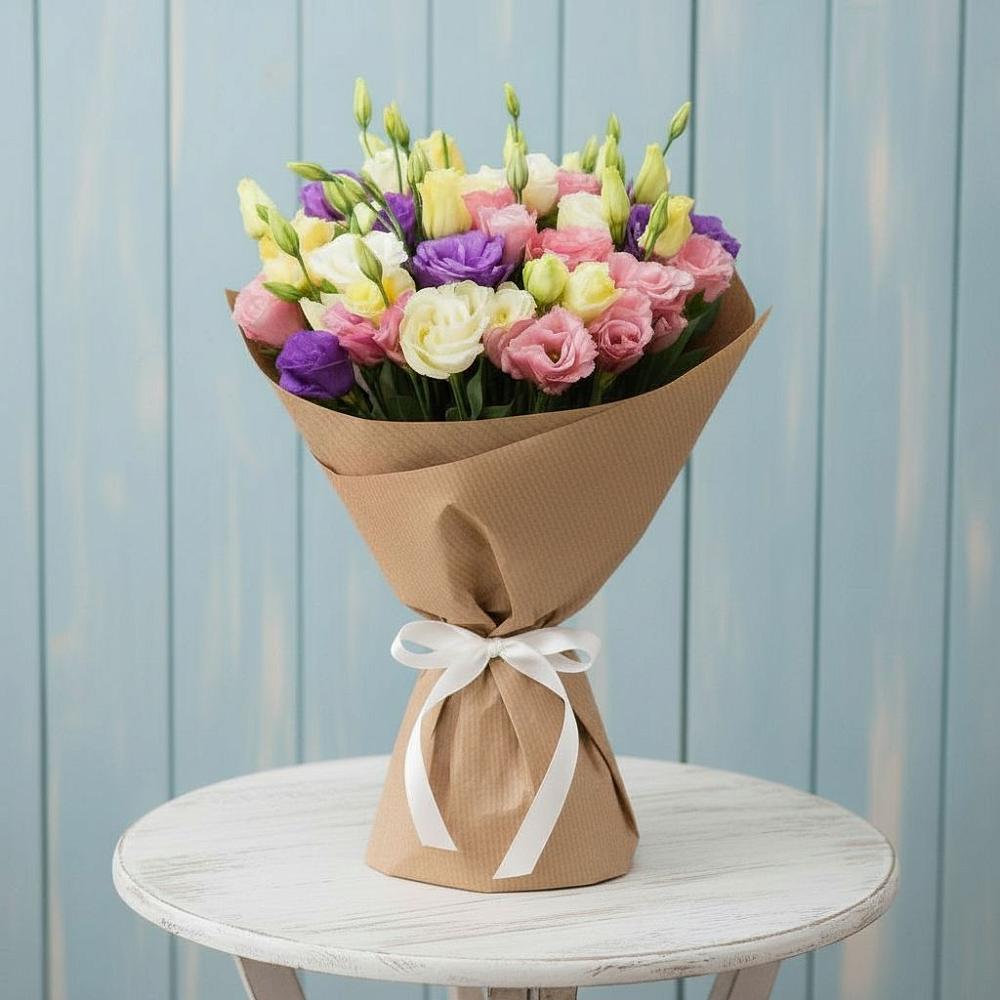 Букет цветов из: Лизиантусы в Северо-Курильске