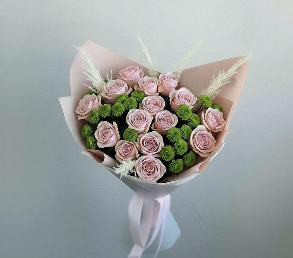 Букет цветов из: Розы и Хризантемы в Северо-Курильске