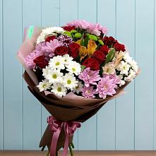 Букет цветов из:  Розы, Хризантемы и Альстромерии #REPLACE_PRED# Северо-Курильске