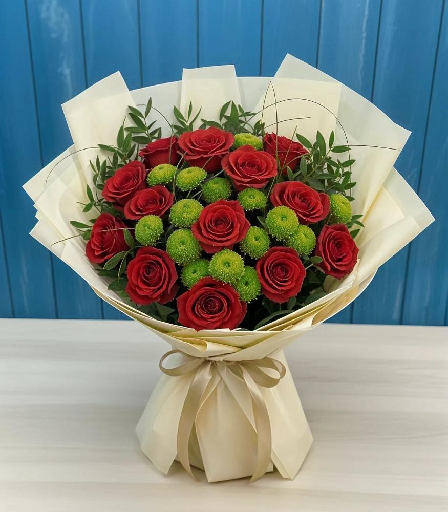 Букет цветов из: Розы и Хризантемы в Северо-Курильске