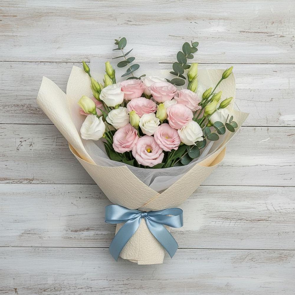 Букет цветов из: Лизиантусы в Северо-Курильске